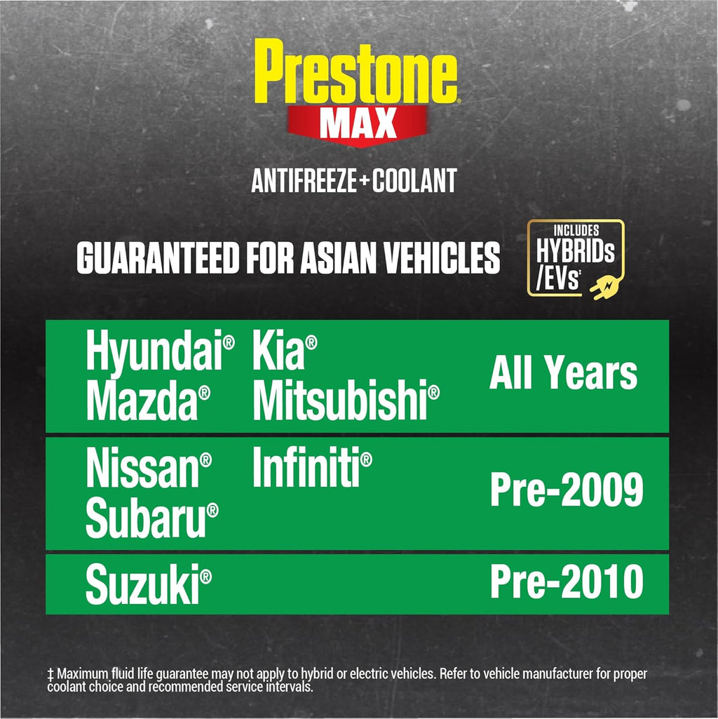 Prestone AF6610 MAX Asian Vehicles (Green) Anti-Freeze and Coolant, 1 Gallon, Pack of 6