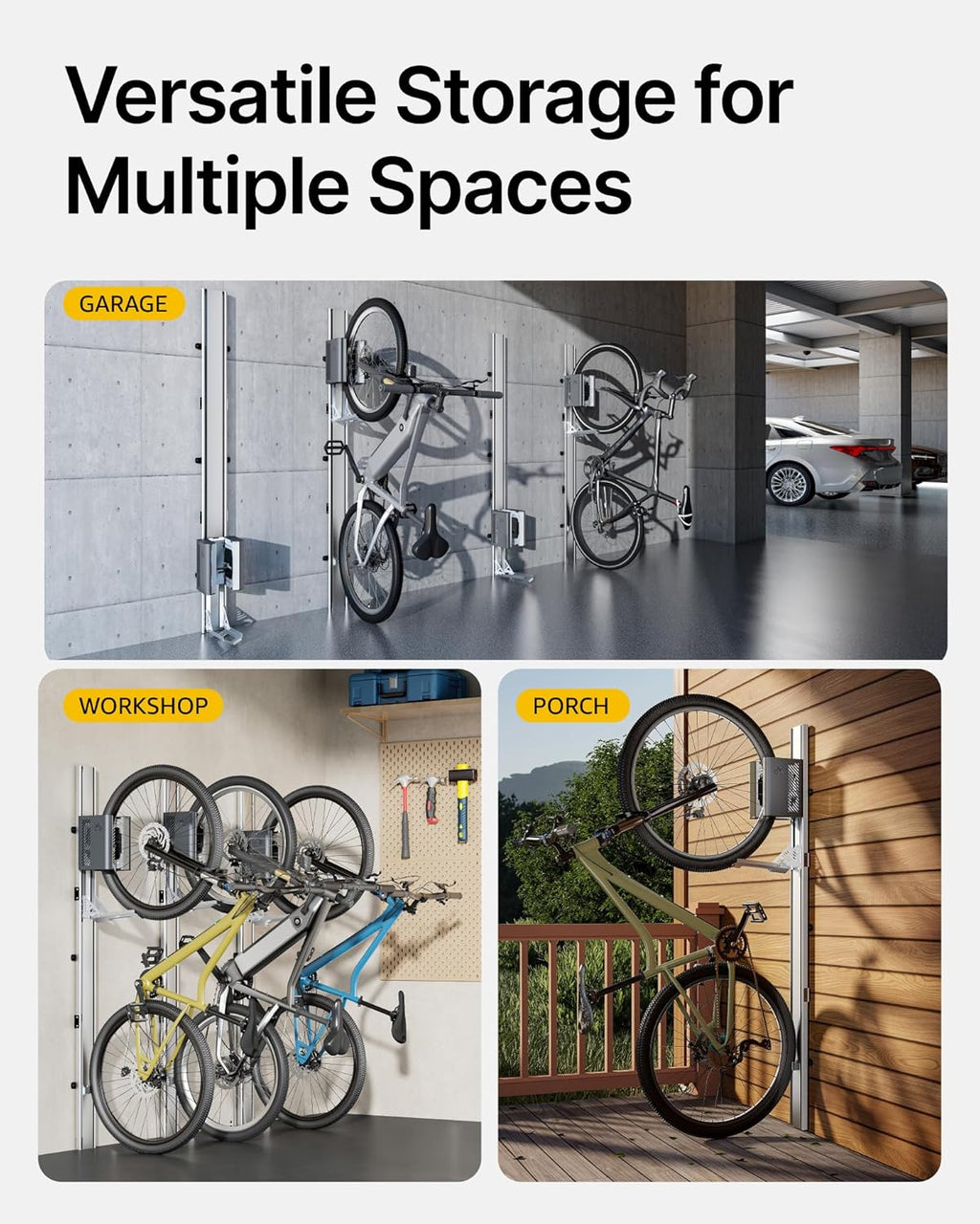 monTEK Automatic Lift EBike Rack – Fits 24-29" Tires, Heavy-Duty Vertical Wall Rack for Bicycles (Up to 71 lbs) - Effortless Lifting, Easy Install - Space-Saving Storage for Garage, Shed, SG