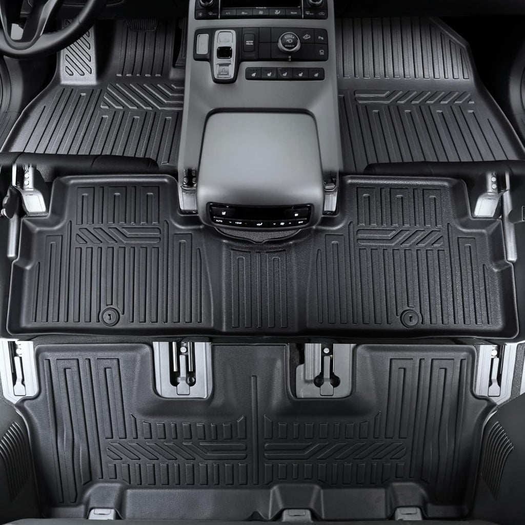 GALVAGNIATE Floor Mats for 2020-2024 2025 Hyundai Palisade 7-seat/8-seat Trunk Mat with Backrest Mat, All Weather TPE Cargo Liner Lower Cargo Mat for Palisade Accessories
