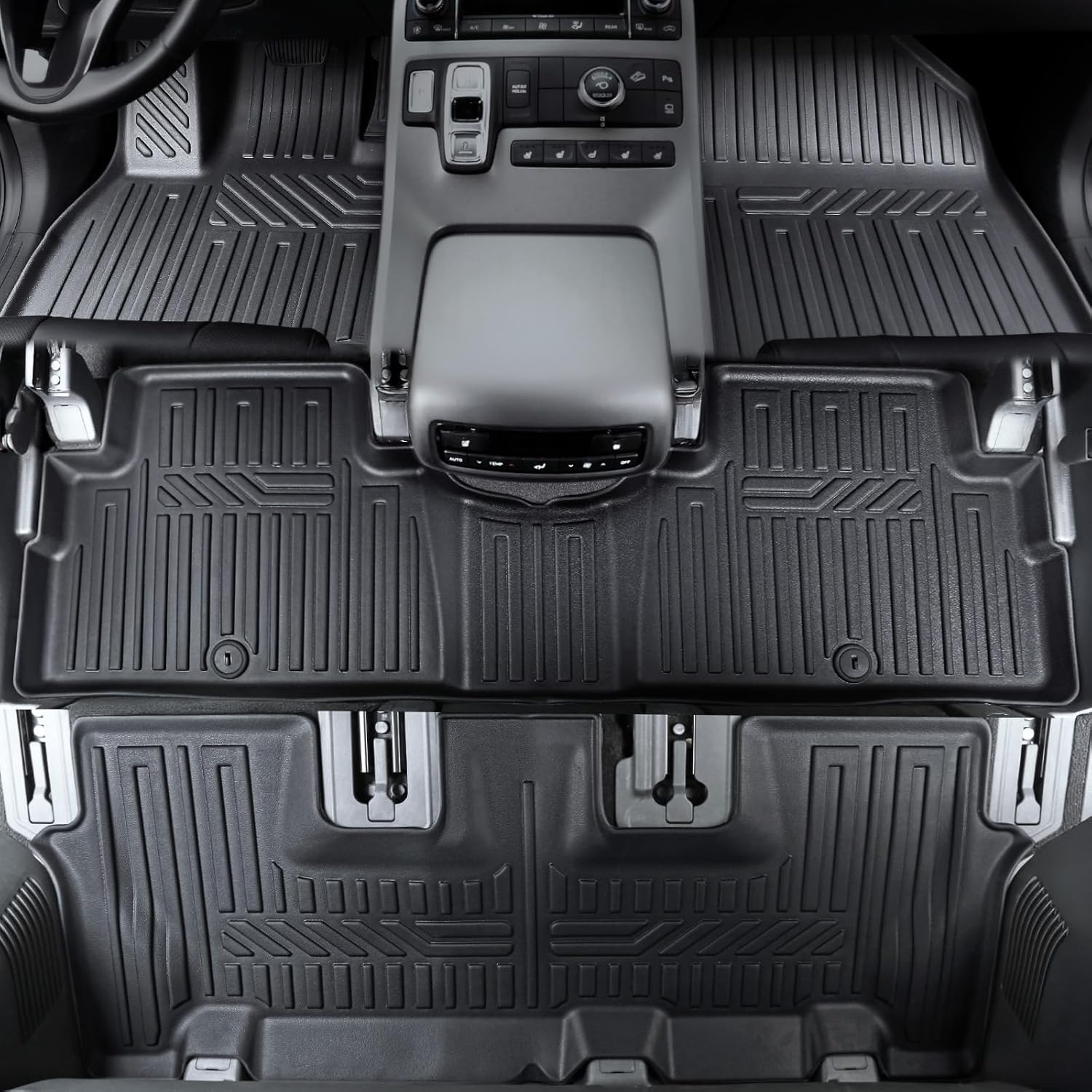 GALVAGNIATE Floor Mats for 2020-2024 2025 Hyundai Palisade 7-seat/8-seat Trunk Mat with Backrest Mat, All Weather TPE Cargo Liner Lower Cargo Mat for Palisade Accessories