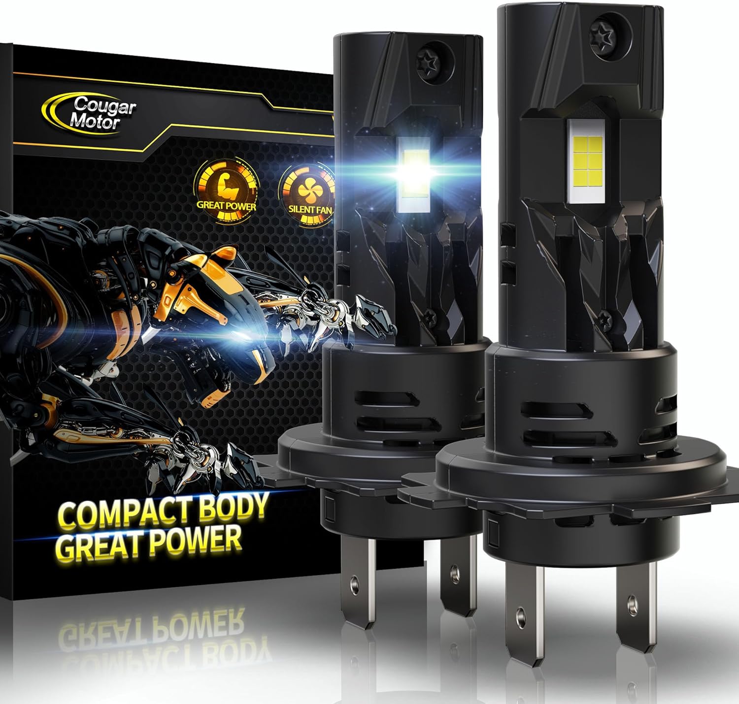 Cougar Motor H7 Bulbs, 1:1 Size H7 Lights Bulb No Adapter Required 6500K White Fog Light or Off-Road Use Plug and Play - Pack of 2