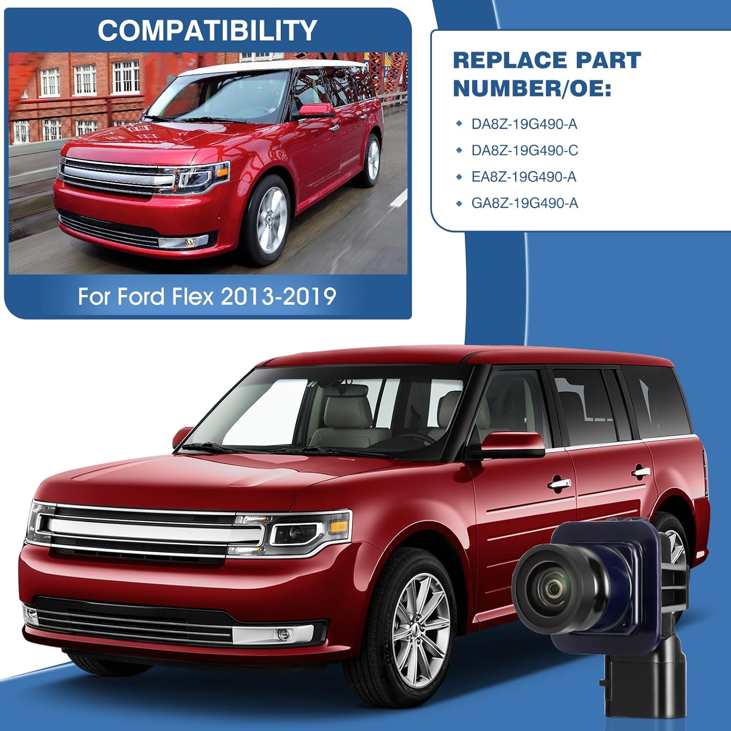 Rear View Backup Reverse Camera Fit for Ford Flex 2013-2019,Safety Parking Back Up Assist Camera OE Number GA8Z-19G490-A EA8Z-19G490-A DA8Z-19G490-A DA8Z-19G490-C