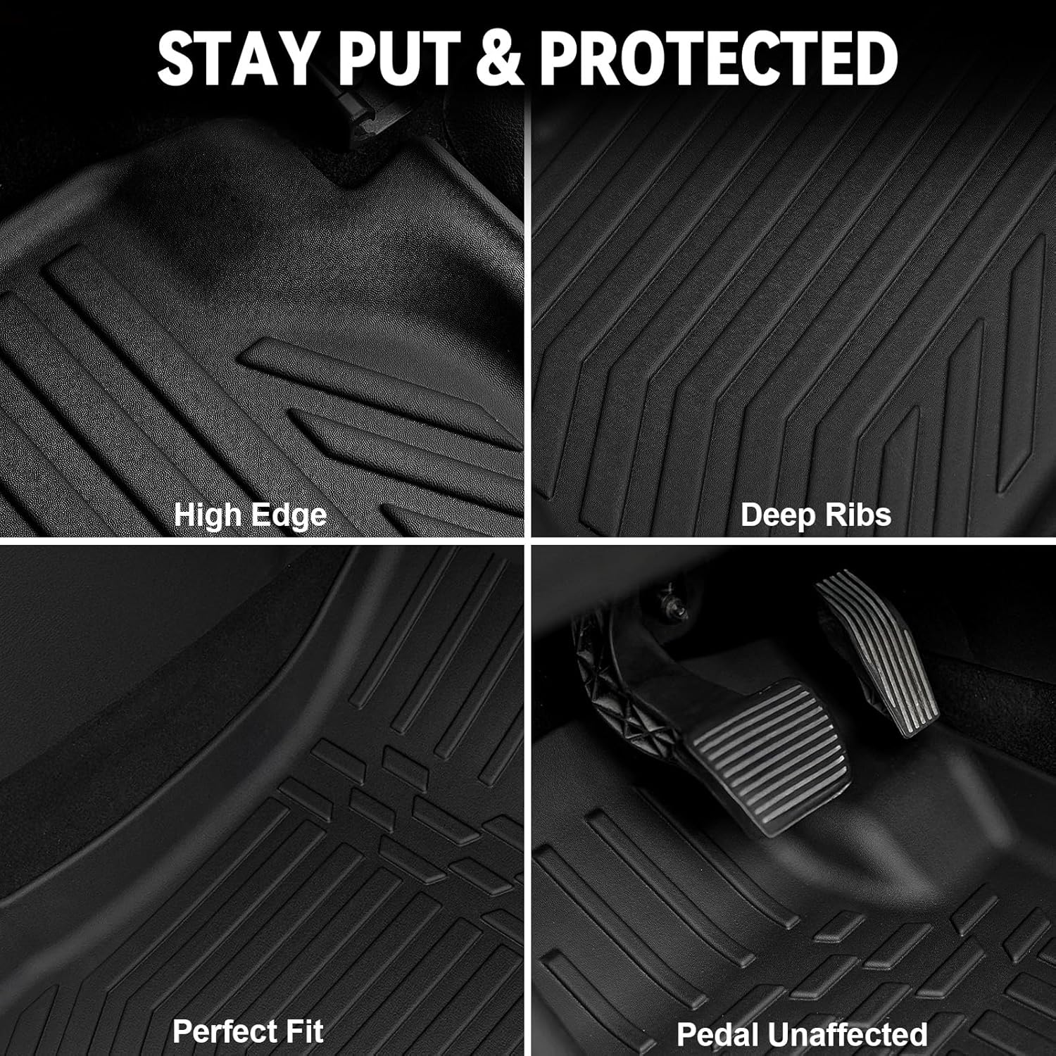 Floor Mats Set for 2017-2025 Jeep Compass Accessories(New Body Style 2nd Generation), Full Coverage All Weather Floor Mats with Cargo Mat TPE Includes Backrest Protectors & Door Sill Guards