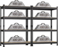 2 Packs 36" W x 16" D x 55" H Adjustable Garage Storage Shelves - 4-Shelf Heavy Duty Shelving Unit, Metal Utility Storage Organizer Racks for Warehouse Pantry Closet Kitchen, Black
