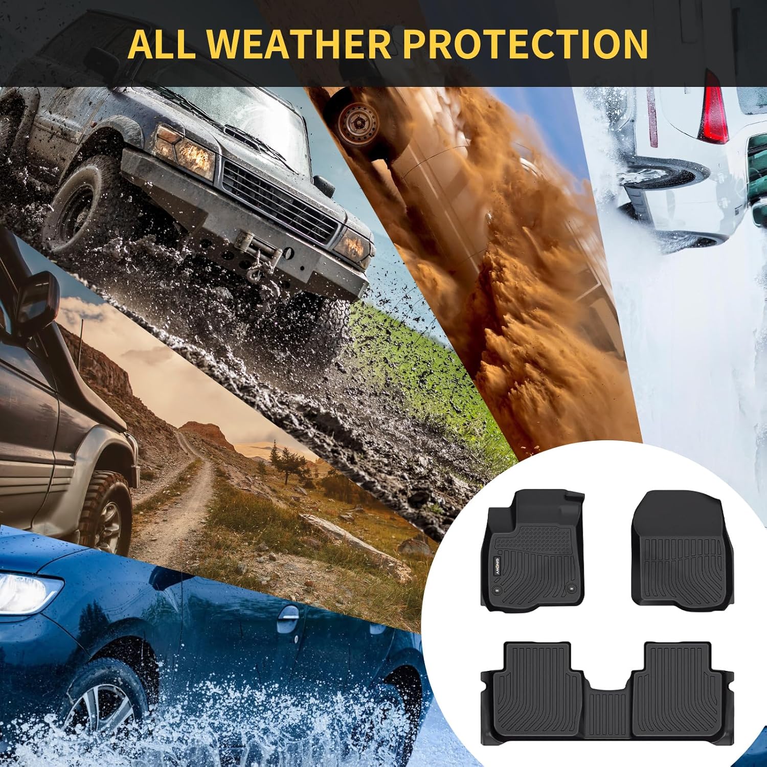 GINOWY-Floor Mats for Nissan Pathfinder 2022-2025 (7 Passenger), TPE Rubber All Weather Mats Pathfinder 1st 2nd 3rd Row Custom Fit Waterproof All Season Car Accessories Black