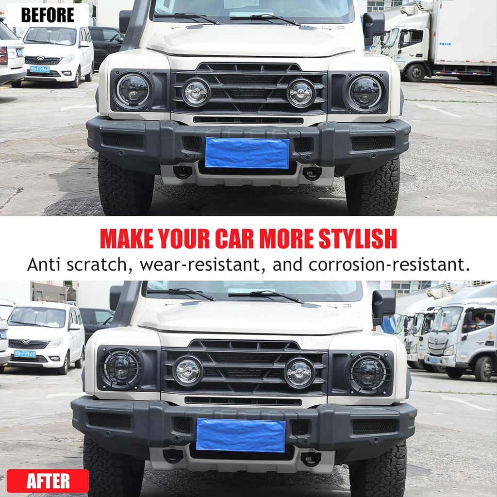 2 PCS Aluminum Alloy Car Headlight Cover Compatible with Ineos Grenadier 2020-2024 Headlight Grill Guards Cover Trim Accessories (Style C)