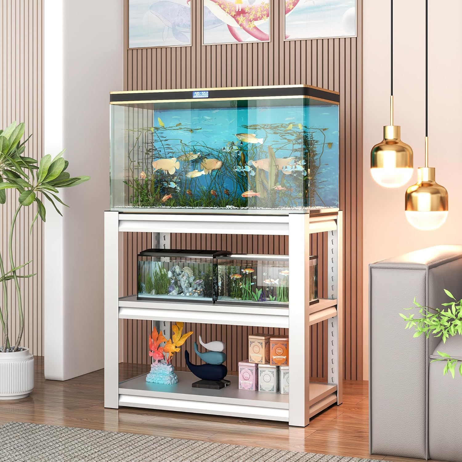 White 3-Tier Metal Shelving Heavy Duty Small Storage Racks, Utility Garage Shelving Organization for Basement Workshop Pantry Balcony