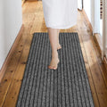 Custom Size Backed Non-Slip Area Rugs Runner, Easy Clean, Waterproof Runner Rugs for Hallway Entryway, Kitchen, Laundry, 3FT x 11FT, Gray Stripe