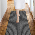 Custom Size Backed Non-Slip Area Rugs Runner, Easy Clean, Waterproof Runner Rugs for Hallway Entryway, Kitchen, Laundry, 2FT x 27FT, Gray Stripe