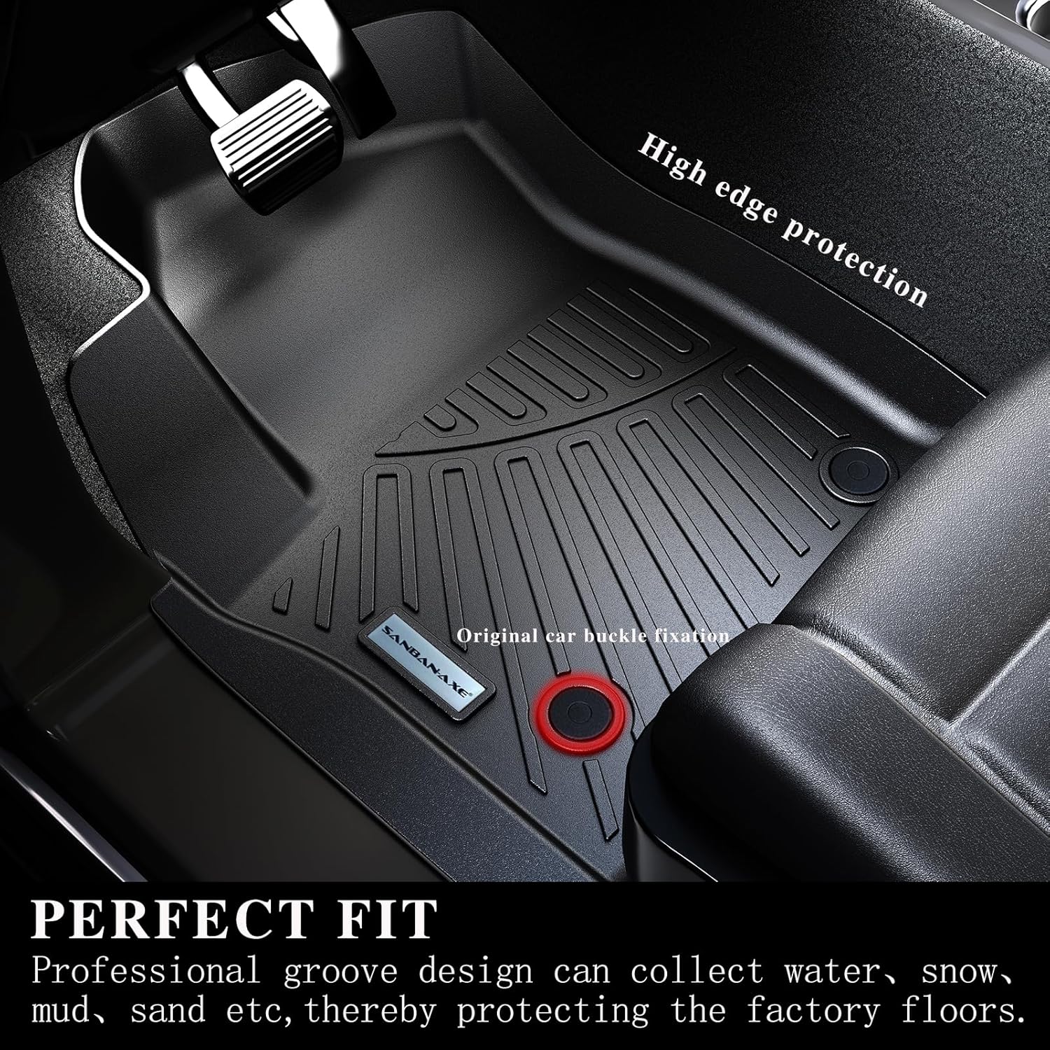 Floor Mats for 2025 Nissan Armada 8 Seats with Trunk mat TPE All Weather Protection 3 Rows Car Floor Liners & Cargo Liners with Velcro Backrest