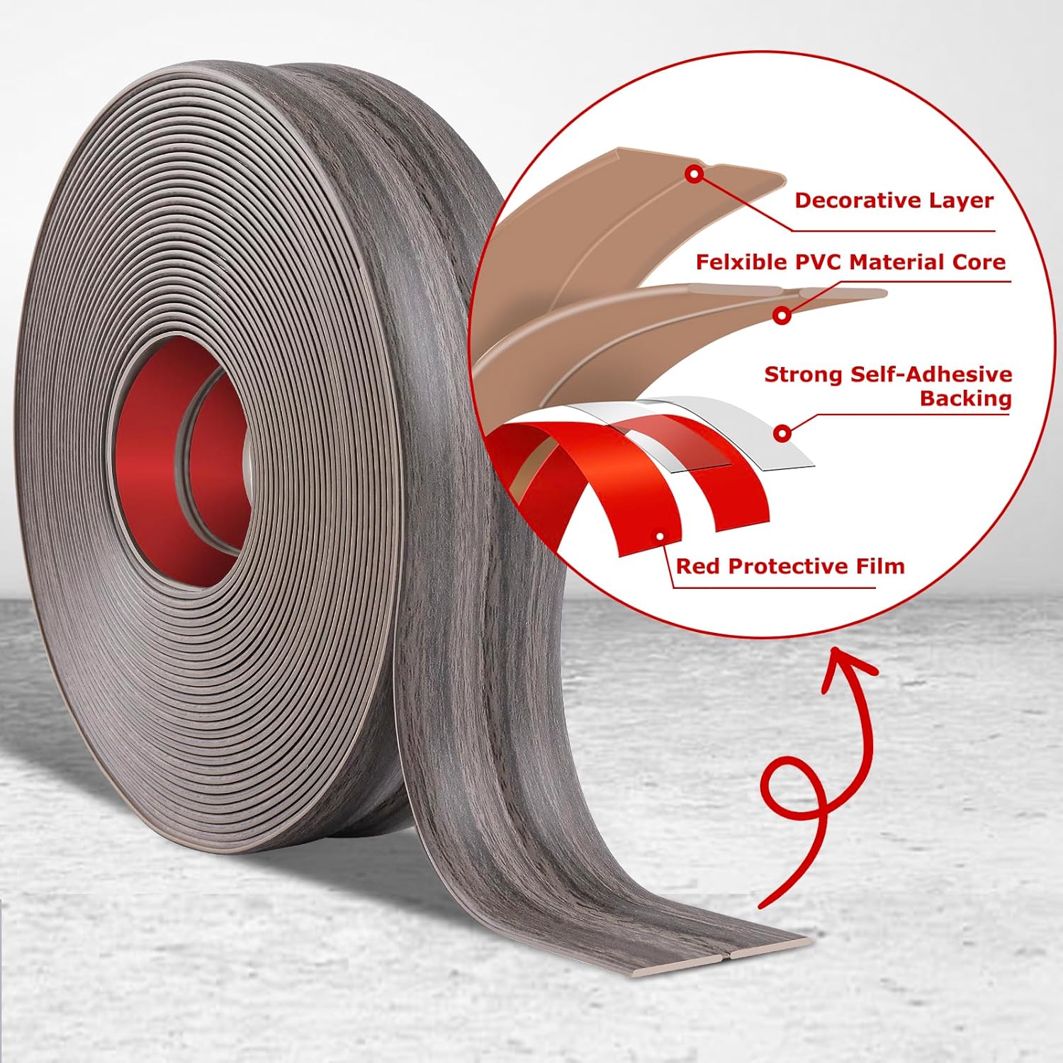 Flexible Wall Corner Protector Moulding Trim Peel and Stick Wall Corner Guards Edge Protector Self Adhesive Molding Trim Strip for Edge Ceiling (Brown Walnut Wood Grain, 0.8 in x 40 Ft)