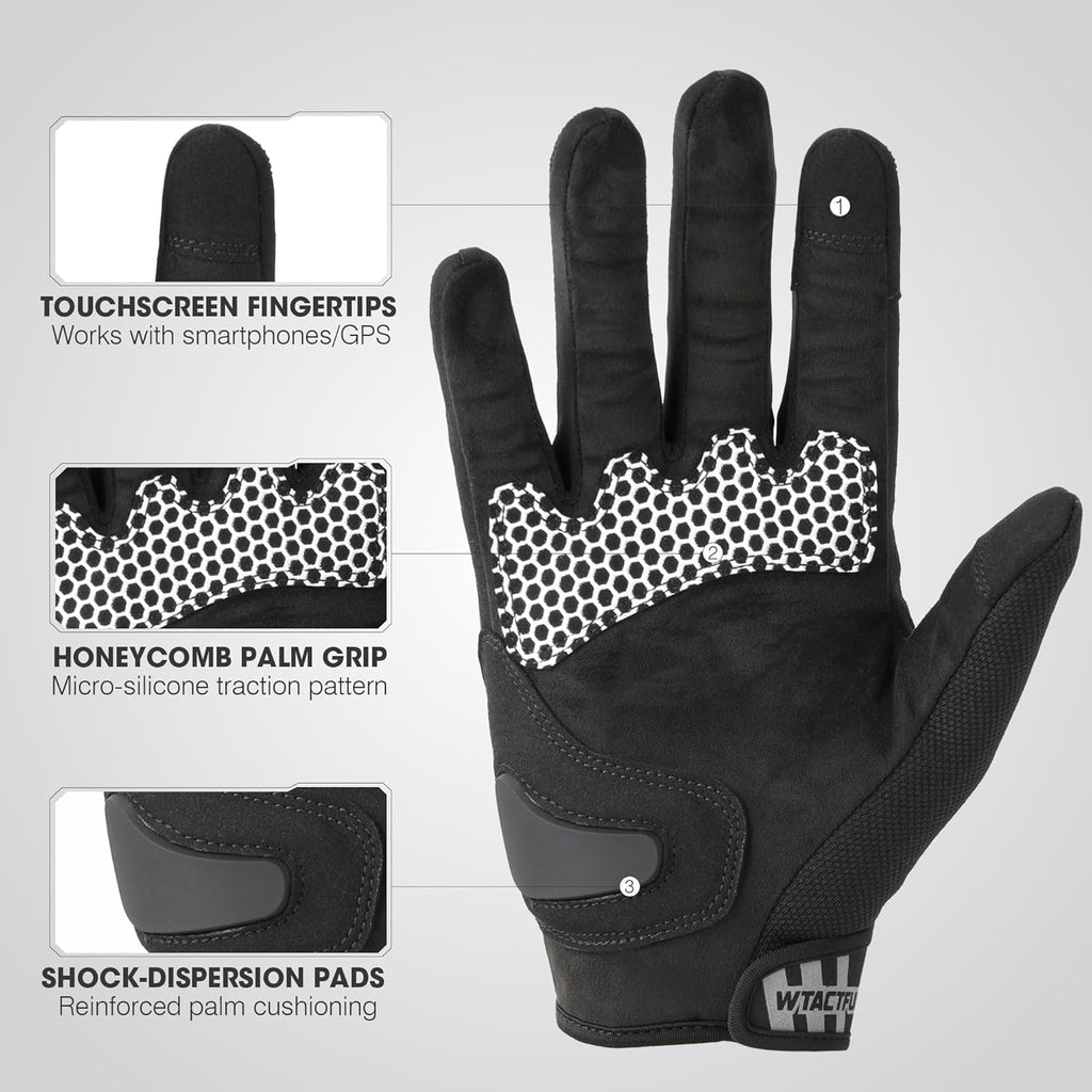 WTACTFUL Lightweight Motorcycle Gloves for Men, Touchscreen Summer Breathable Gloves for Motocross Casual Riding