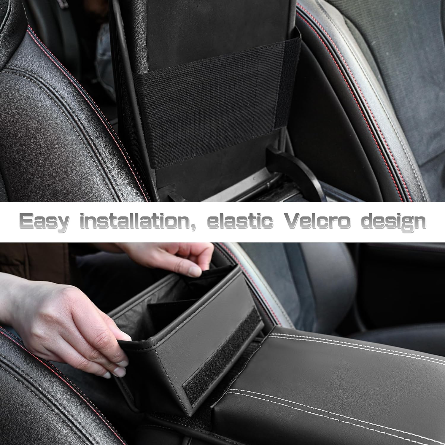 JEYODA Upgraded Car Armrest Cover,Premium Leather Car Armrest Cover Cushion with Storage Holder, Caddy for car (beige)