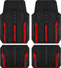 Skechers Car Floor Mats,Heavy Duty Rubber Car Mats Full Set,All Weather Floor Mats,Waterproof Trim to Fit Universal Floor Liner Car Accessories,Automotive Floor Mats for Cars Trucks SUV,Red