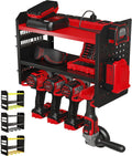 Power Tool Organizer Wall Mount - 3-Tier Heavy-Duty Metal Hand Tool Storage Rack, Utility Racks, Drill Holder, PegBoard Side, & More - Garage Storage Cordless Tool Organizer (Red)