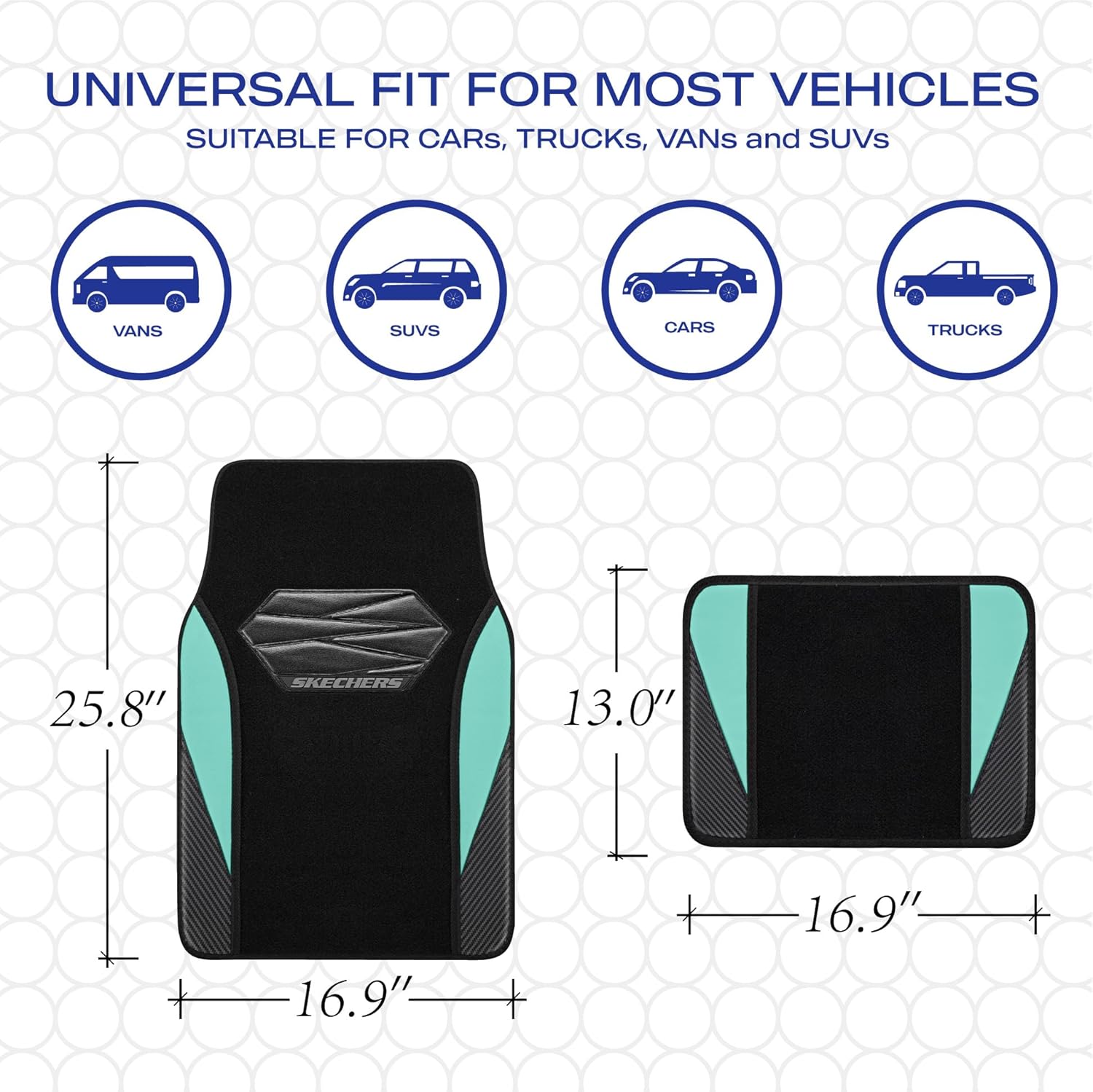 Skechers Car Floor Mats,Waterproof Universal Fit Car Mats,Faux Leather Car Floor Mats,Carbon Floor Mats for Cars with Anti-Slip Skechers Heel Pad Fit for SUV,Vans,Sedans,Trucks,Green