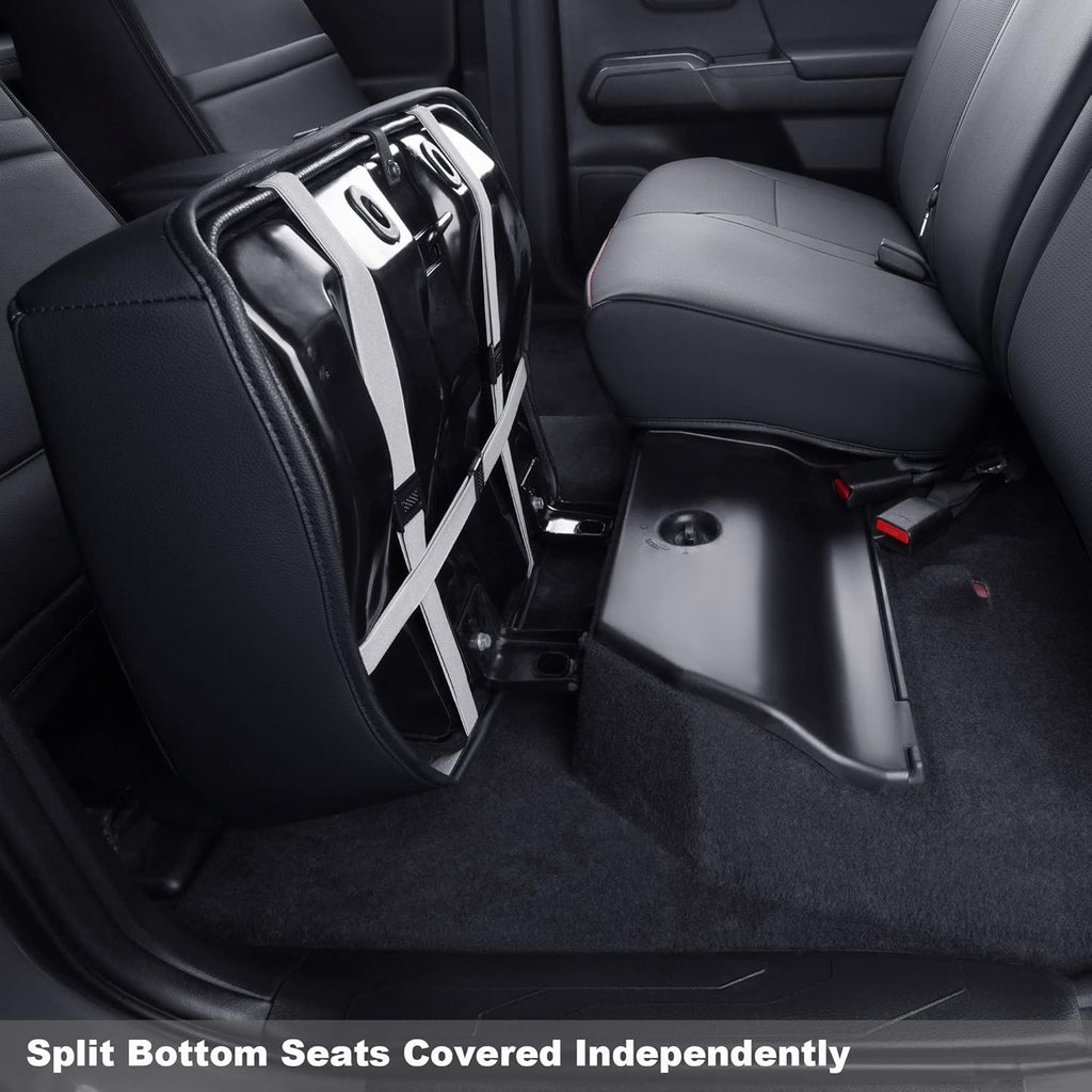 LUCKYMAN CLUB Tacoma Custom Fit Seat Covers for 2016-2023 Tacoma Crew Cab with Faux Leather (Black & Red)