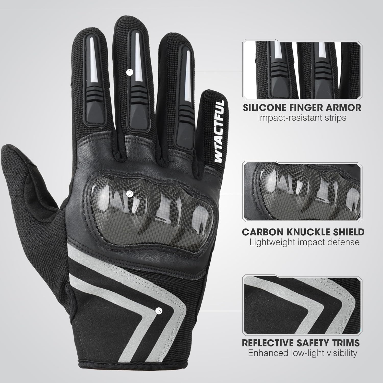 WTACTFUL Lightweight Motorcycle Gloves for Men, Touchscreen Summer Breathable Gloves for Motocross Casual Riding