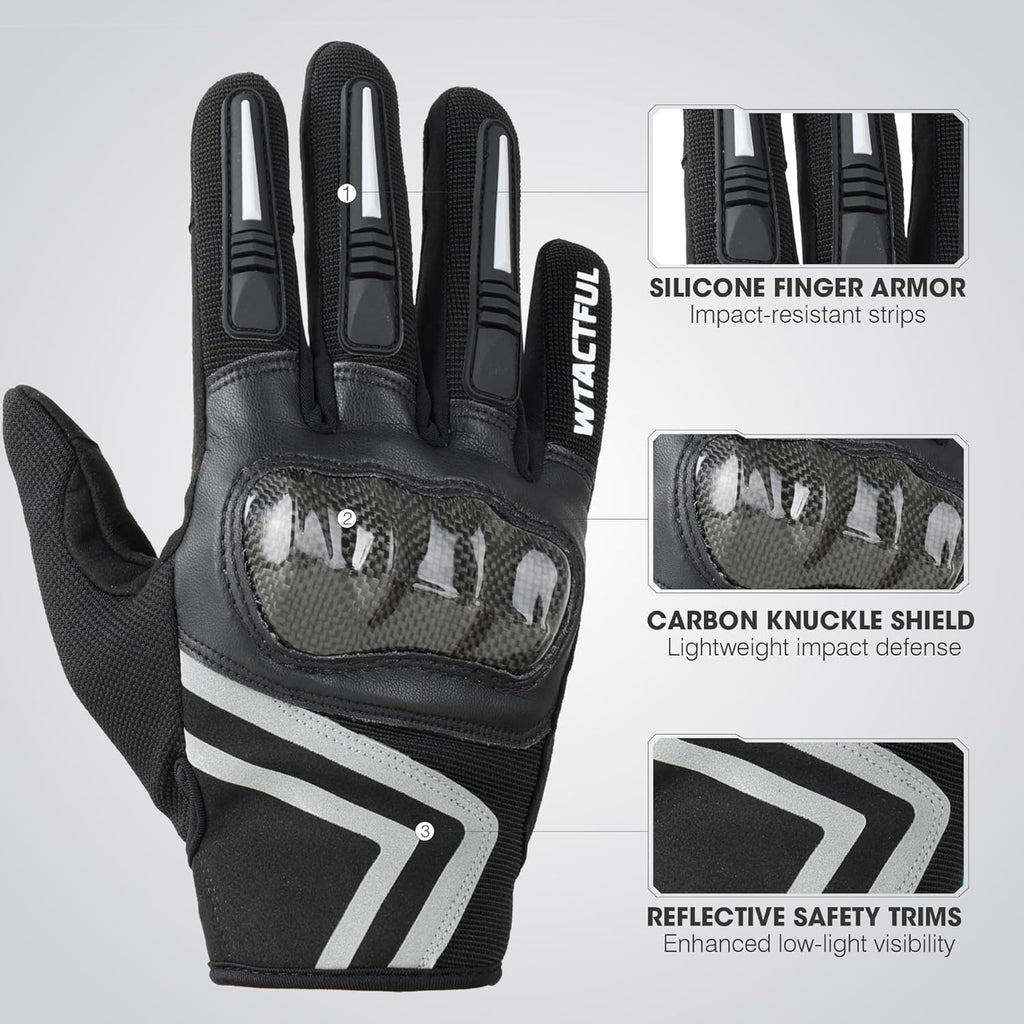 WTACTFUL Lightweight Motorcycle Gloves for Men, Touchscreen Summer Breathable Gloves for Motocross Casual Riding