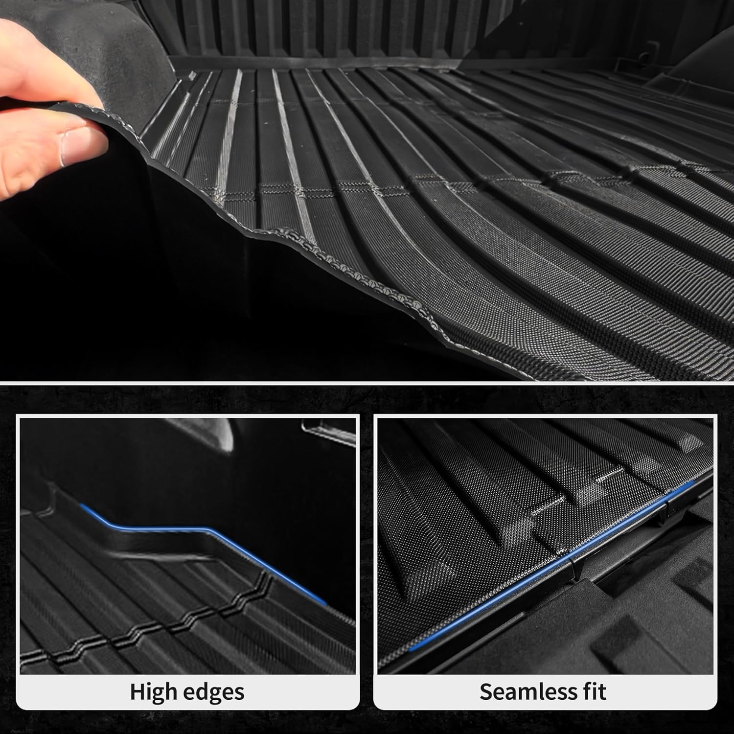 OEDRO Truck Bed Mat Fit for 2024 2025 Toyota Tacoma 5FT, TPE All Weather 2024 Tacoma 5FT Heavy Duty Pickup Bed Liner Accessories, Black
