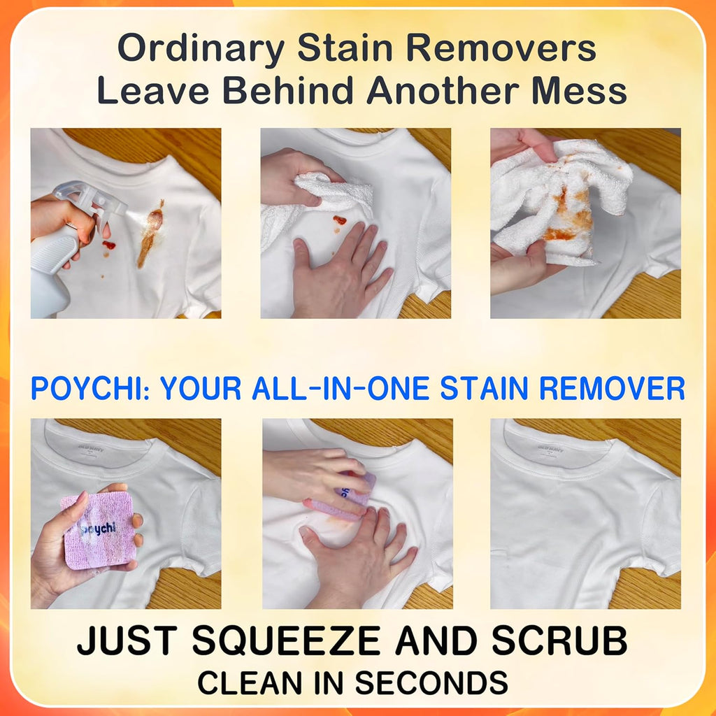 Magical Fiber Stain Remover- Use as Spot Remover- No Dry Cleaning Food, Grease, Coffee Off Laundry, Tea, Fabric, Pet Stains, Stain Remover Sponge Clothes, Carpet, Sofa, Mattress & Upholstery (2 Pack)