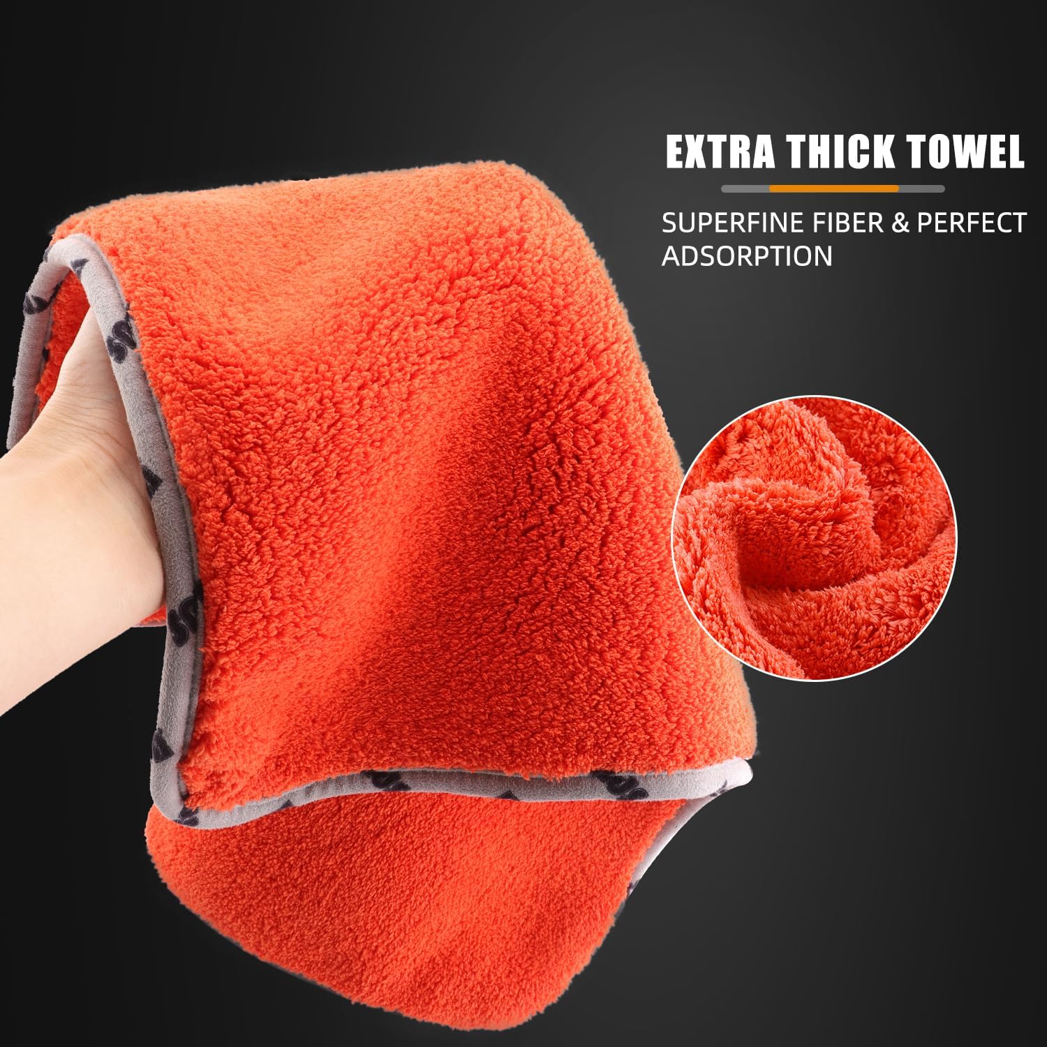SPTA Car Microfiber Towels, 3Pcs Microfiber Car Cleaning Cloths, Upgraded 1200gsm Ultra-Thick Cars Drying Towel Microfiber for Car and Home Polishing Washing and Detailing 16'' x 16''(3 Pack)
