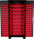 Jamco Tool Storage Cabinets with Bin Mounts, Model DZ, Includes 132 Bins, 36-Inch W x 24-Inch D x 78-Inch H, Red Bins