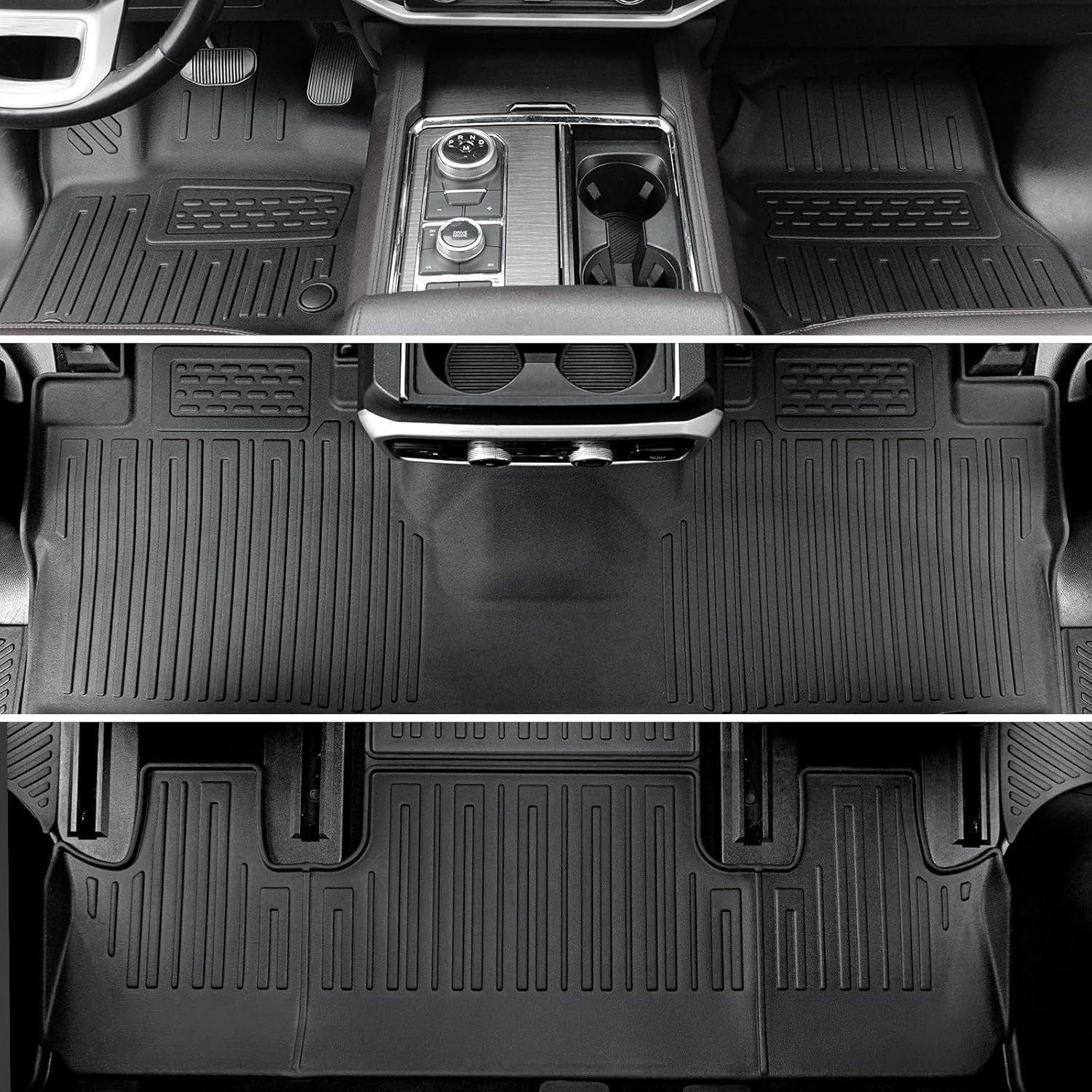 Floor Mats Set for 2018-2024 Ford Expedition/Lincoln Navigator 7 Seats Accessories, Full Coverage All Weather Cargo Mat with Backrest Protectors & Door Sill Guards (Not fit Max or L Model)