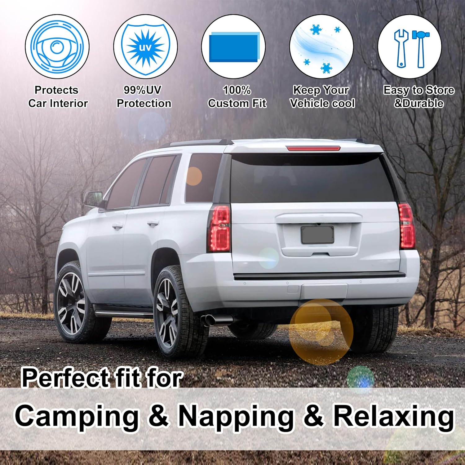 TINGLU Window Shades for Chevrolet Chevy Suburban 2015-2020 Accessories Car Side Full Windows Windshield Sun Shade Sun UV Rays & Privacy Protection for Camping Napping Relaxing 7PCS