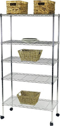 Displays By Jack 5 Tier Heavy Duty Wire Shelving Unit Storage Rack for Products Plant Pantry, Garage, Laundry Racks Durable Shelf Organizer Shelves Stand 14" W x 30" L x 60" H, Chrome