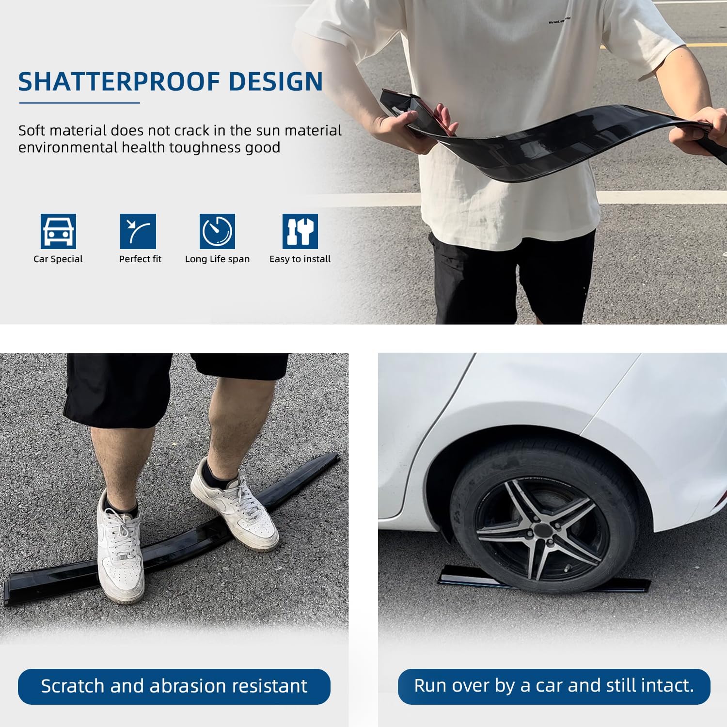 Set of 2 in Channel Front Doors Smoke Sun/Rain Guard Wind Deflector Tape-On Acrylic Window Visors Compatible with 1993-2011 Ranger 1994-2010 B2300/B2500/B3000/B4000 Regular & Extended Cab