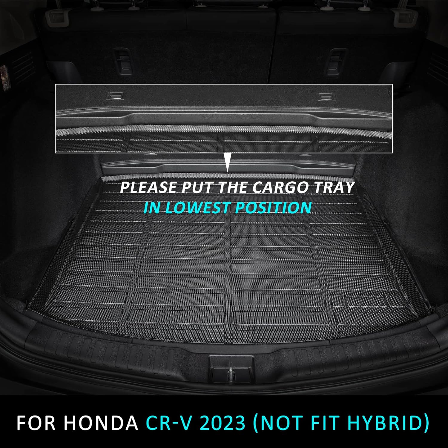 ANBINGO® Cargo Liner Custom for 2023 2024 2025 2026 CR-V (Not Fit for CRV Hybrid) Car Floor Mat (Trunk Mat) Black CRV Accessories, Cargo Tray in Lowest Position