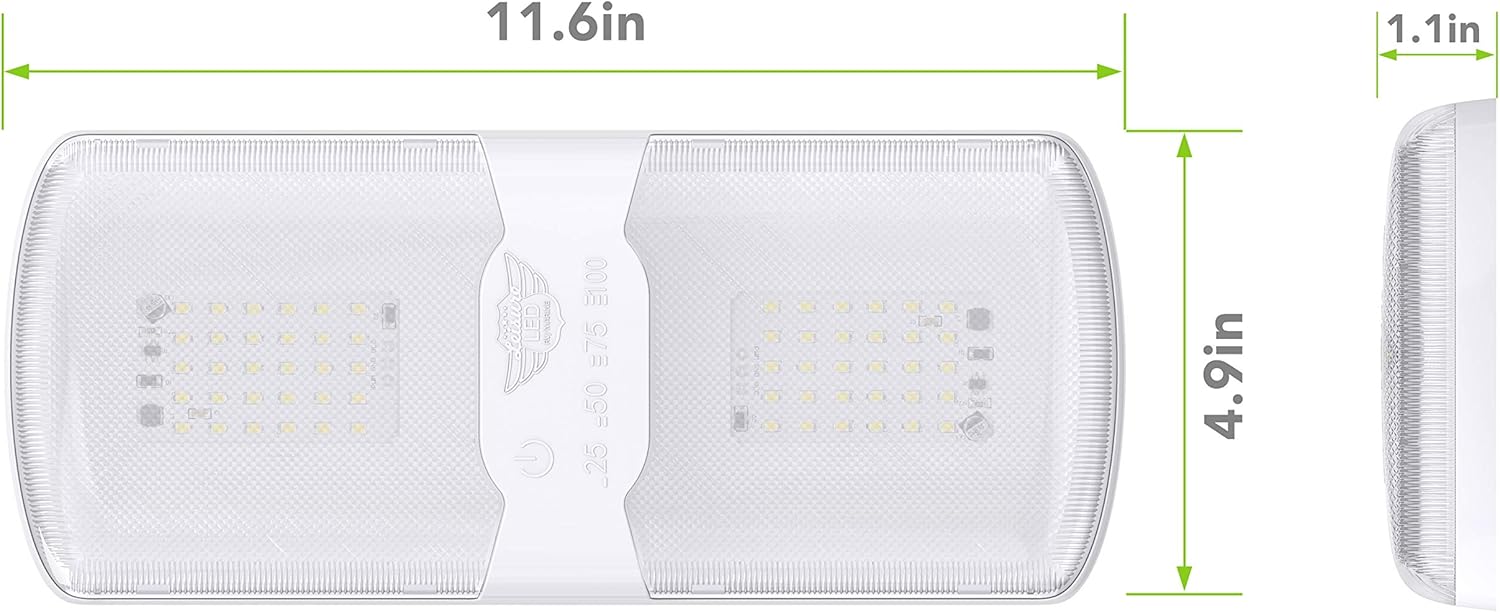 Leisure LED 5-Pack RV LED Ceiling Double Dome Light Fixture with Built in Dimmer Interior Lighting for Car/RV/Trailer/Camper/Boat 12V Natural White 4000-4500K 620 Lumen (5-Pack)