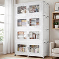 1200 Qt Stackable Storage Bin with Lid, 300Gal Extra Large Collapsible Storage Boxes, Folding Plastic Drawer, Heavy-Duty Store Cabinet, Closet Organizer for Home Kitchen, 4 Pack White