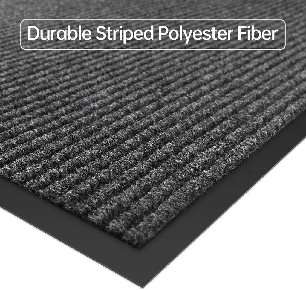 Front Door Mat, 4' x 8' Heavy Duty Indoor Outdoor Door Mat for Entryway, Commercial Door Mats Entrance, Low Profile Welcome Mats Non-Slip, Durable Rubber Backing Entry Mat for Patio, Home