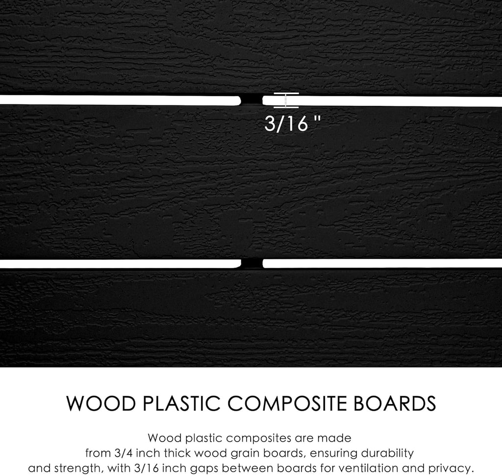 Kozyard 50" W x 48" H Outdoor Privacy Screens Aluminum Post, Air Conditioner Fence Panels, Pool Equipment Enclosure, Trash Can Screens Fence Kit for Outside Backyard Patio (Black/ 3 Panels)