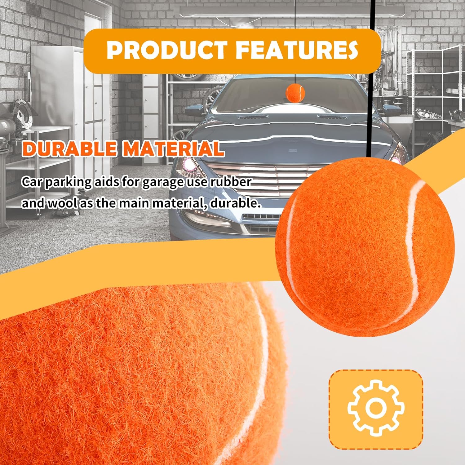 2PCS Garage Parking Aid,Height Adjustable Garage Parking Sensor for Guided Garages Parkings,Fashion Tennis Garages Car Stop Indicator for Avoiding Collisions Cars Accessories (Orange/2PCS)