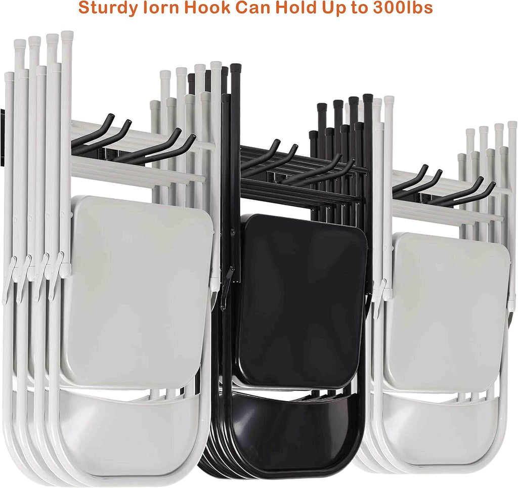 Garage Tool Storage Organizers Wall Mounted with 6 Removable Hooks and 3 Board, Super Heavy Duty Powder Coated Steel Garden Tool Hanger Rack for Chair, Broom, Mop, Rake Shovel & Tools