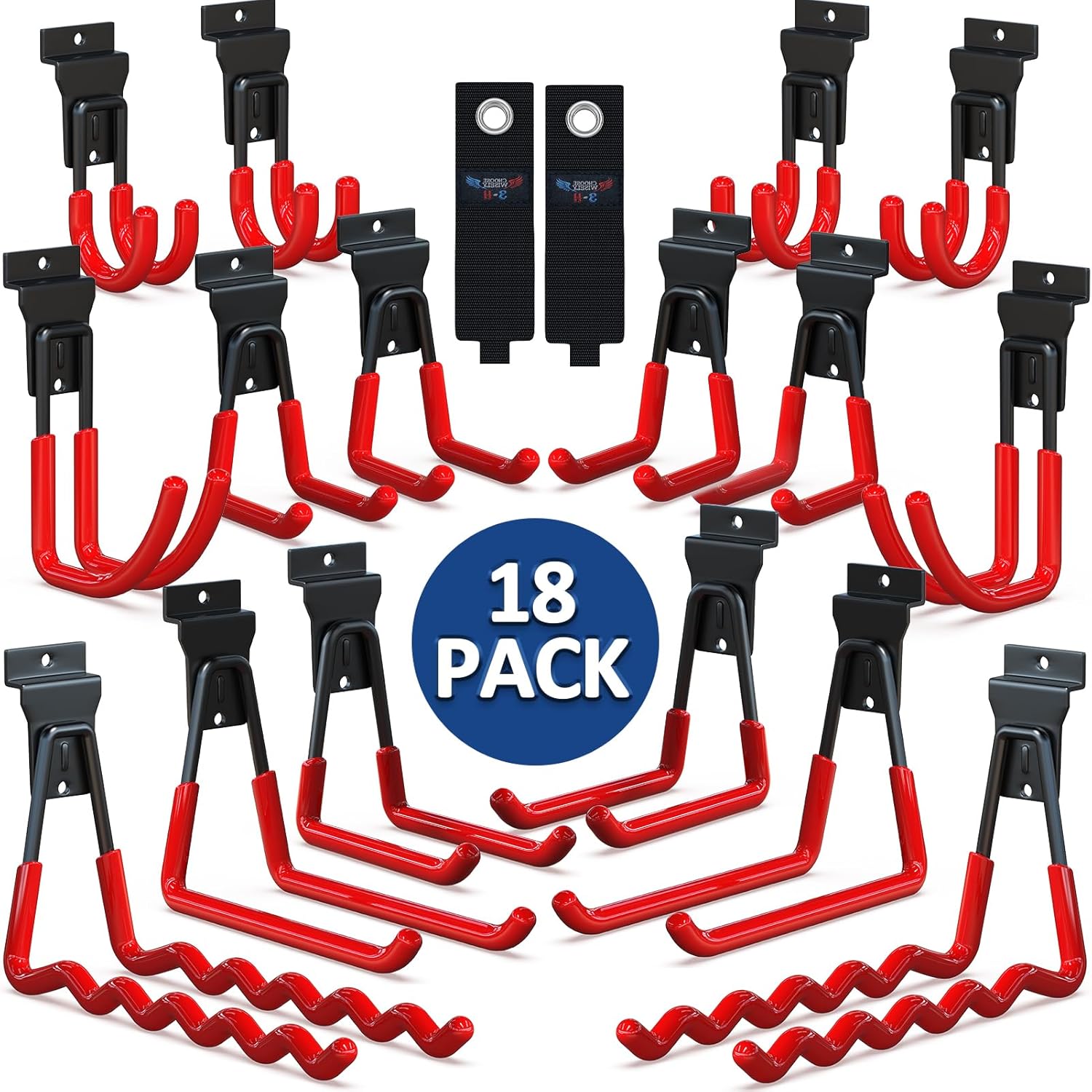 3-H Slatwall Accessories 18 Pack, Slatwall Hooks & Hangers Multi Sizes, Slat Wall Heavy Duty for Space Saving Used as Proslat Accessories with Slatwall Panel(Red)