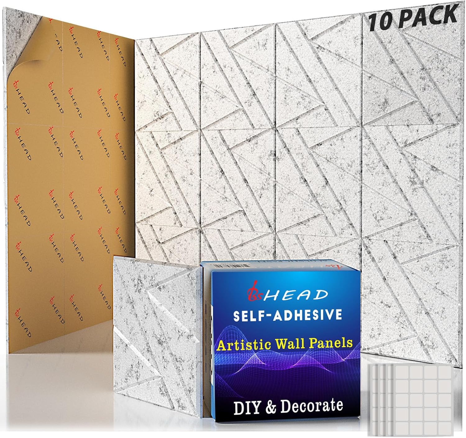 【10 Pack】 Acoustic Panels Self-Adhesive (0.4" Thick | 0.8lb/ft³ Medium Density) - 12x12 Soundproof Foam Tiles for Home Office/Wall Sound Absorption, Noise Reduction Panels Studio Use - Gray