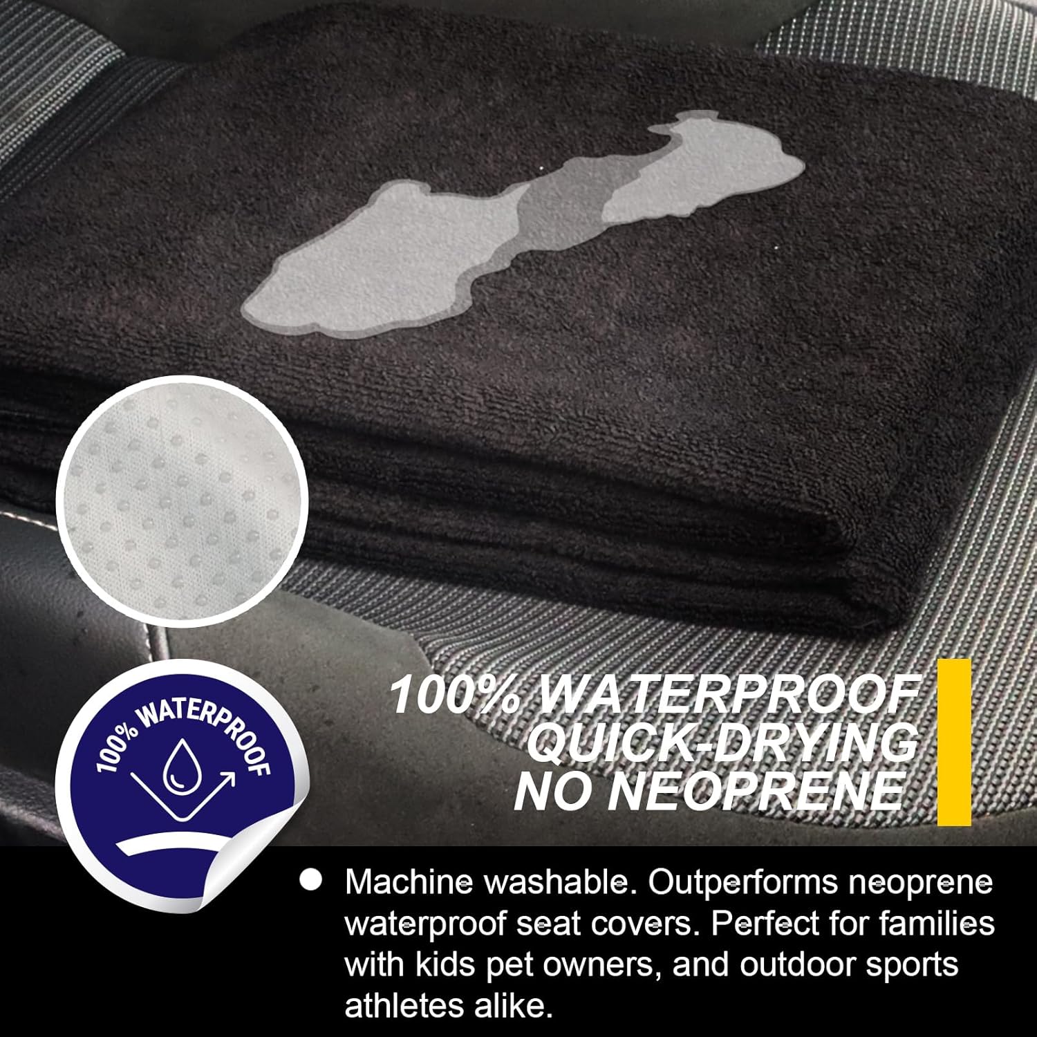 Back Seat Cover for Car Trucks Van SUV,Waterproof Rear Bench Towel Seat Covers for Dogs and Kids,Automotive Backseat Protector (Black)