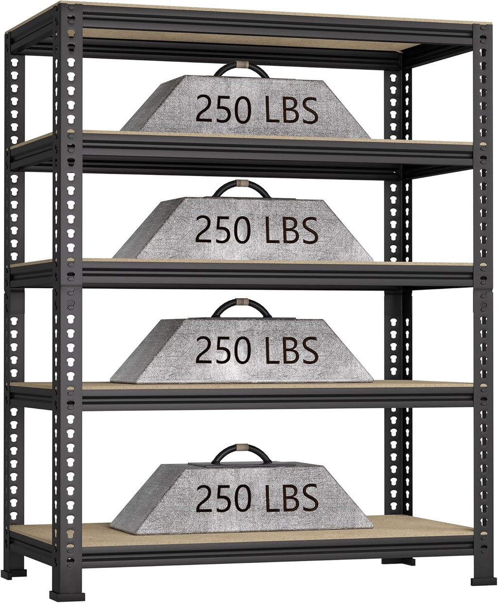 5-Shelf Heavy Duty Shelving - Adjustable Garage Storage Shelves, Metal Utility Storage Racks for Warehouse Pantry Basement Kitchen, Garage Organizers Shelf Unit, Black