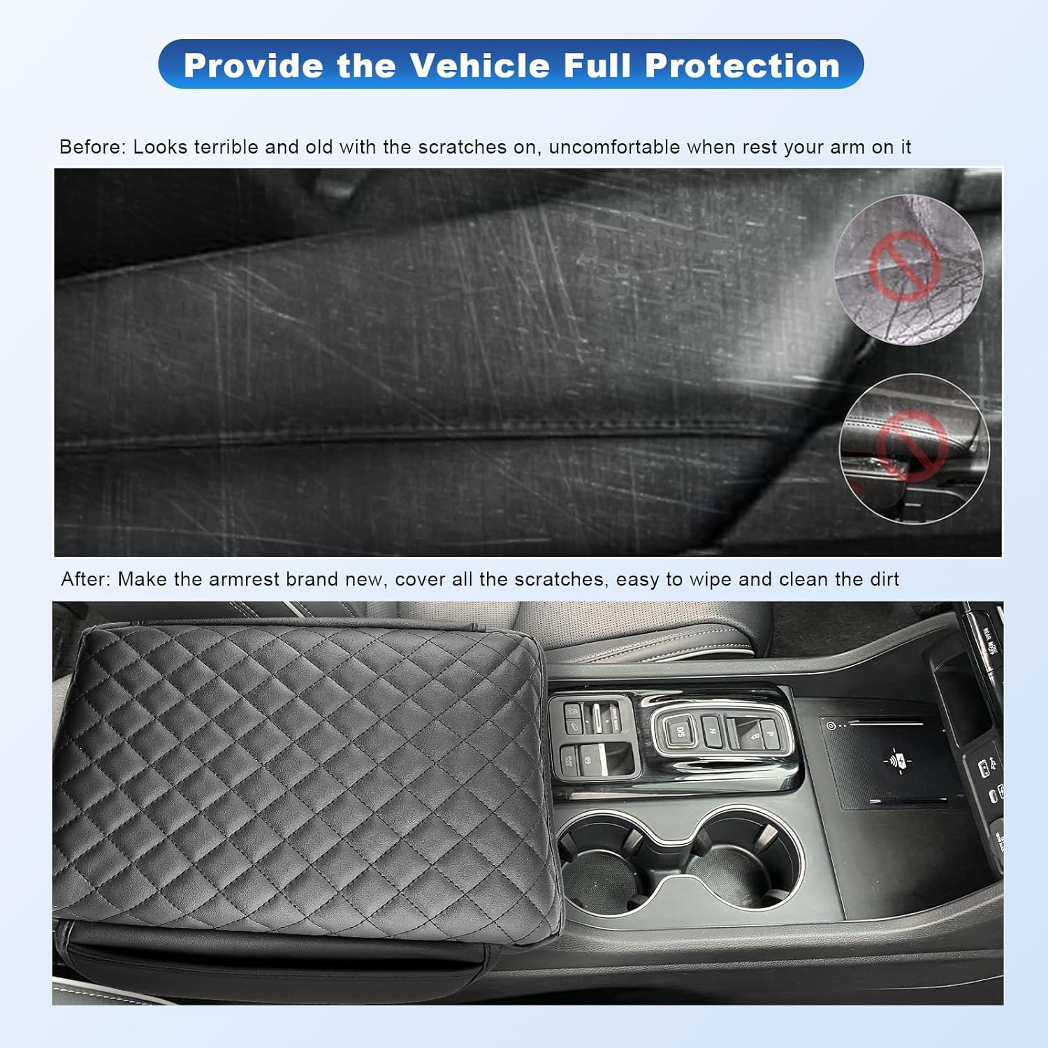 CDEFG 2023-2025 Pilot Center Console Cover for 2023-2025 Honda Pilot/2024-2025 Ridgeline/ 2024-2026 Passport Armrest Cover Middle Console Pad Arm Rest Cushion 2025 Pilot Hybrid Accessories