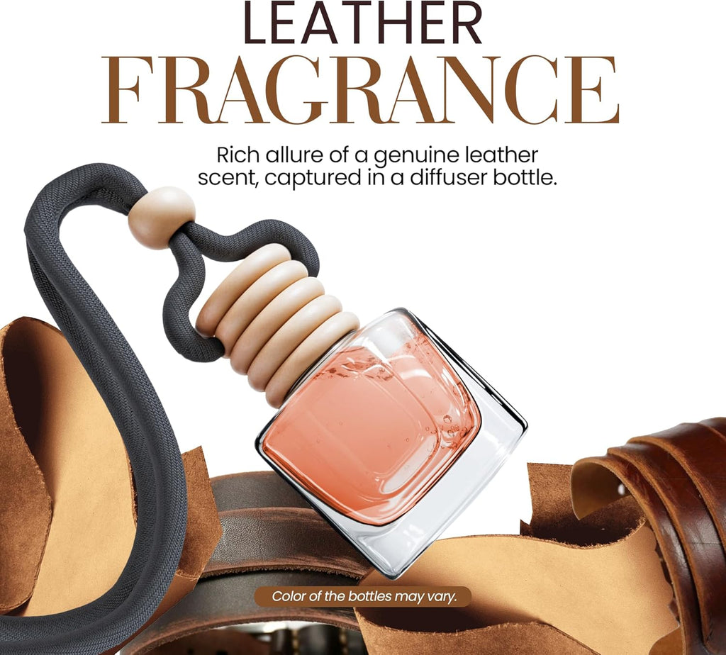 Deep Leather Car Air Freshener for Men | Pack of 2 Long Lasting Automotive Air Freshener | Odor Eliminator Car Perfume with Essential Oils | Car Air Freshener Vent Clip by Perfa