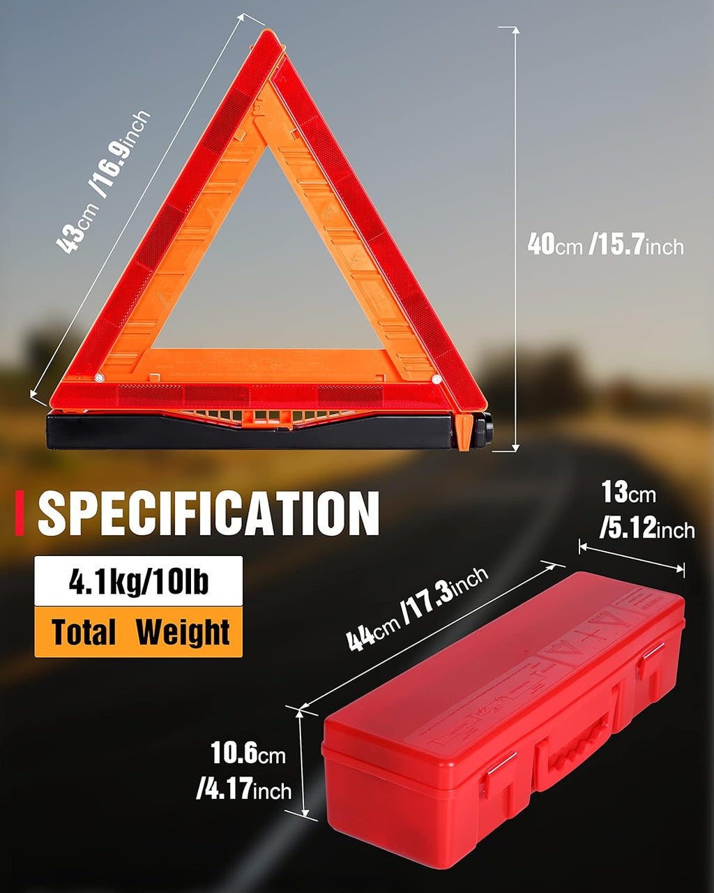 12 Pack Warning Triangle DOT Approved, Foldable Emergency Safety Reflective Triangles for Roadside Vehicles Breakdown with Carrying Case
