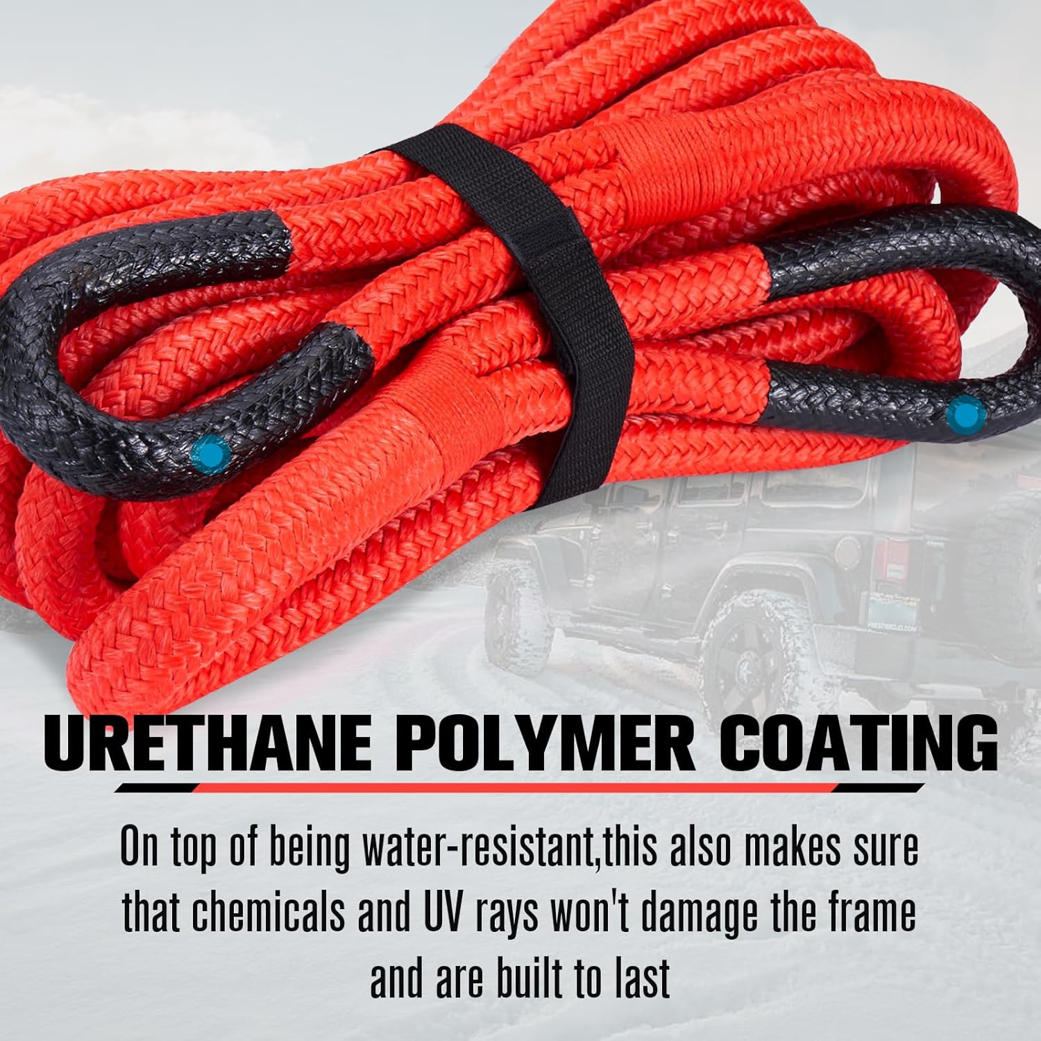 FieryRed 3/4” x 20FT Kinetic Recovery Rope Kit with 2 Soft Shackles, 26500LBS MBS Heavy Duty Tow Rope Snatch Strap Offroad for SUV, Truck, Car and Tractor