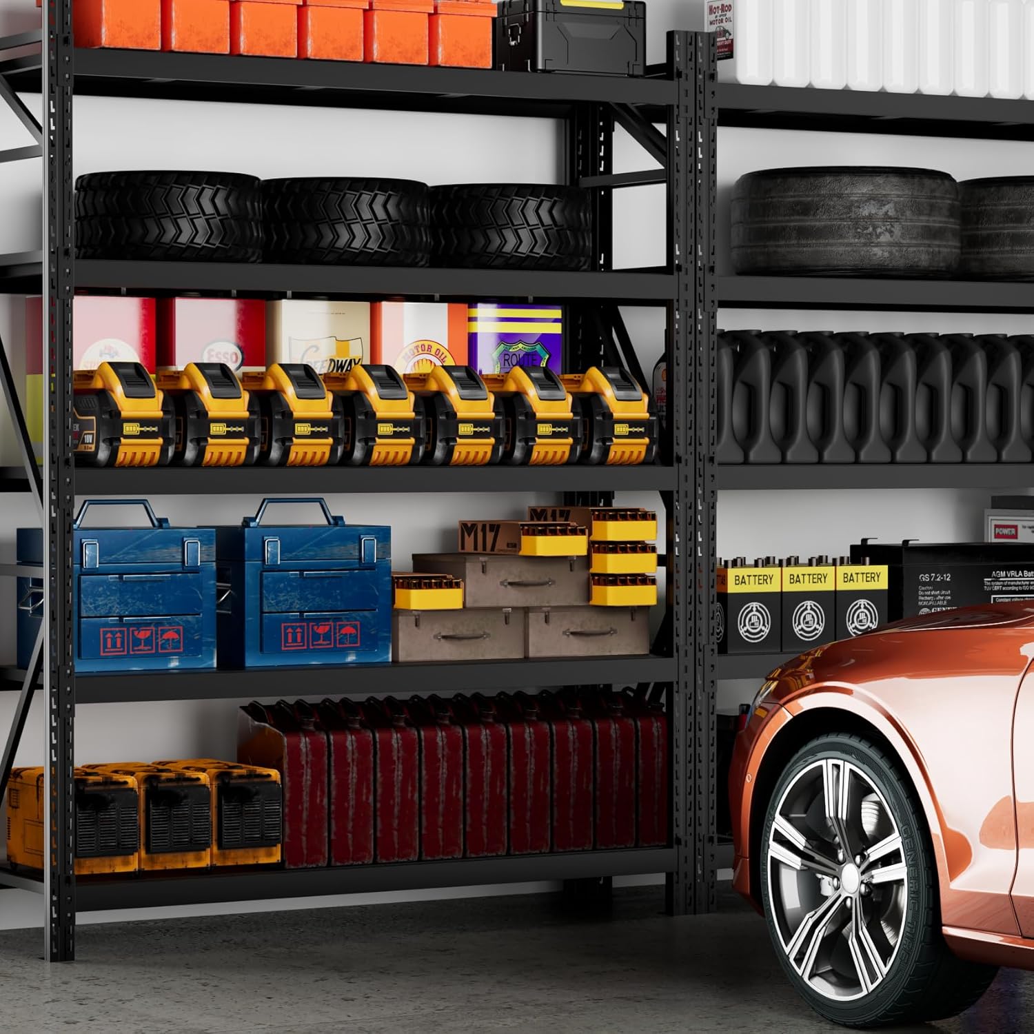 Garage Shelving Heavy Duty - 6.5ft W Extra Large Metal Shelving Units and Storage for 6500lbs, 4tier Adjustable Basement Storage Industrial Shelves Pallet Racking Organizer (23.6"D *78.7"W * 78.7"H)