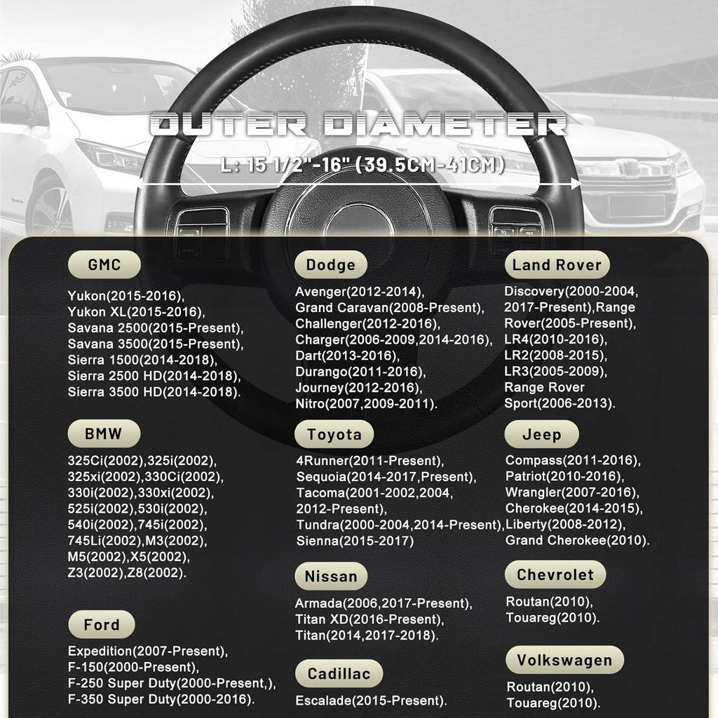 SEG Direct Car Steering Wheel Cover for F-150 Tundra Range Rover 15.5-16 inch, Black and Gray Microfiber Leather