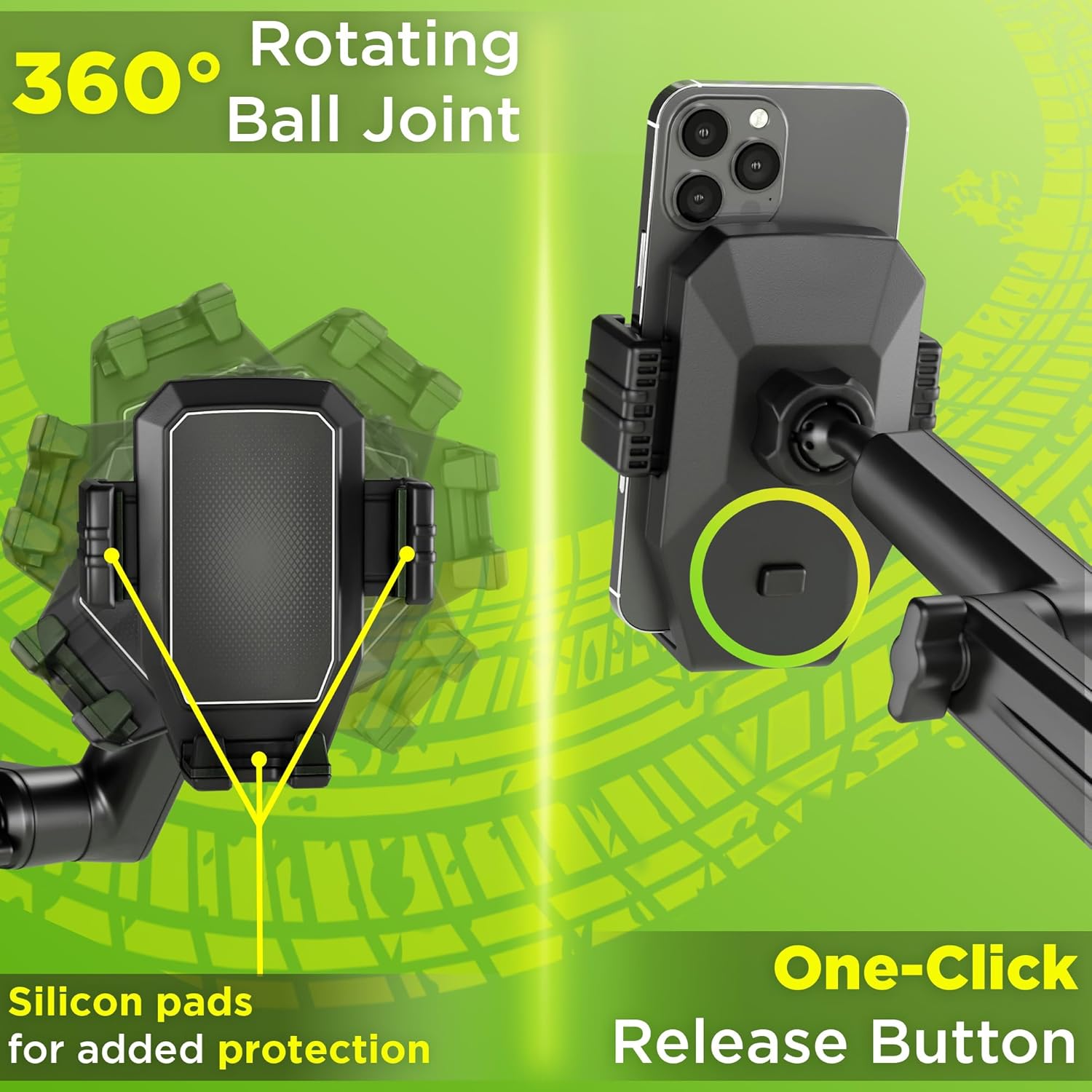 Phone Mount for Truck Phone Holder for Truck - Heavy Duty Suction Cup, Mobile Device Holder for Dashboard Window 16.9 inch Long Arm, iPhone Samsung Compatible, Commercial Trucker, Black