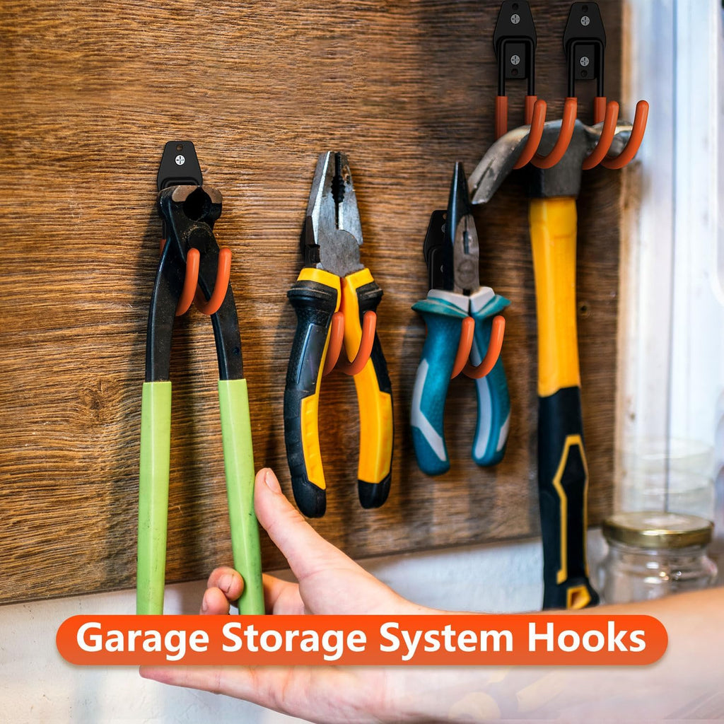 4 Pack 5.5x4.1 Inch Utility Steel Wall Mount Heavy Duty Garage Hooks with Anti-Slip Coating,Storage More Yard,Garden and Power Tools and for Hanging Hose,Ladder and Bike